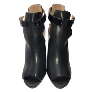 NWOT Women's Black Peep‎ Toe Ankle Strap High Heel Booties